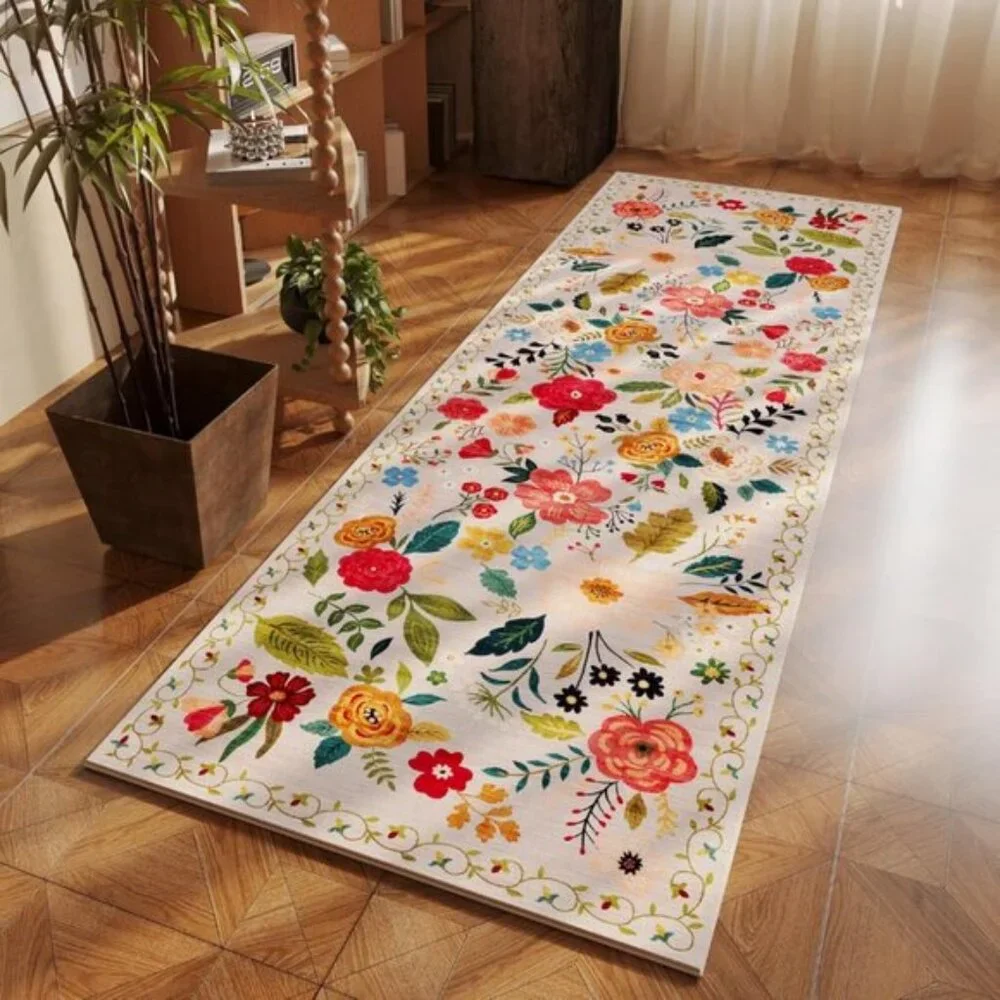 Non Slip 2'x 6' Washable Runner Rugs with Rubber Backing Soft Floral Carpet
